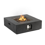 Outdoor Propane Fire Pit Table,Square Stone 35-inch Planter Base, 50,000 BTU Stainless Steel Burner, Free Lava Rocks And Waterproof Cover