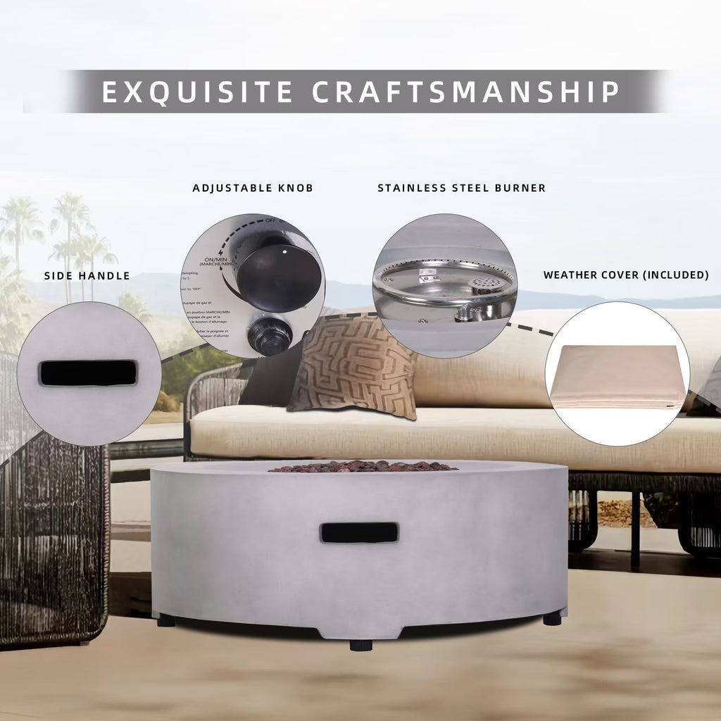 Concrete Texture Propane Gray Fire Pit