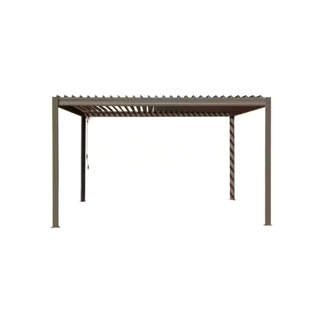 Brown Aluminum Metal Louvered Pergola