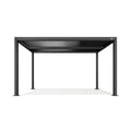 Gray Aluminum Frame Outdoor Hardtop Louvered Pergola with Adjustable Sunshade Roof and In-Built Gutter