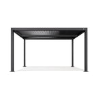 Gray Aluminum Frame Outdoor Hardtop Louvered Pergola with Adjustable Sunshade Roof and In-Built Gutter